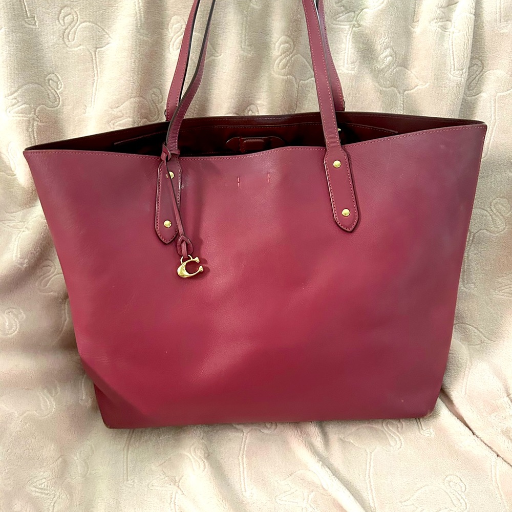 Burgundy large coach tote